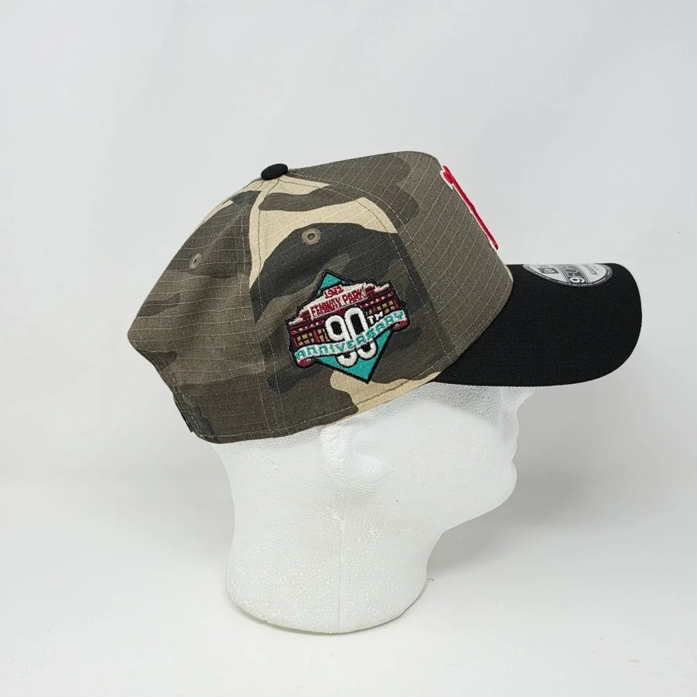 New Era Boston Red Sox Camo A-Frame 9FORTY Adjustable Hat Fenway Park 90th Patch